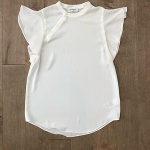 Aritzia Babaton flutter short sleeve blouse.